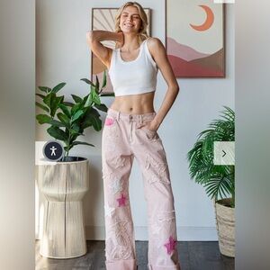 Oli & Hali Light Pink Star Embellished Jeans